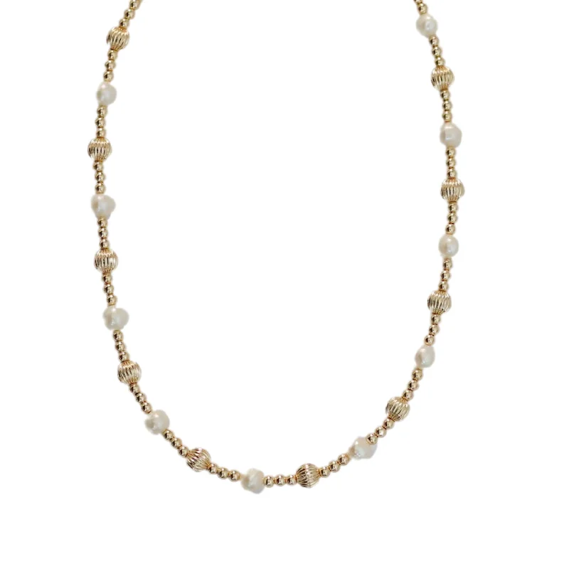 Adjustable necklaces for women-"DIANA" 14k gold-filled & pearl beaded Choker/Necklace