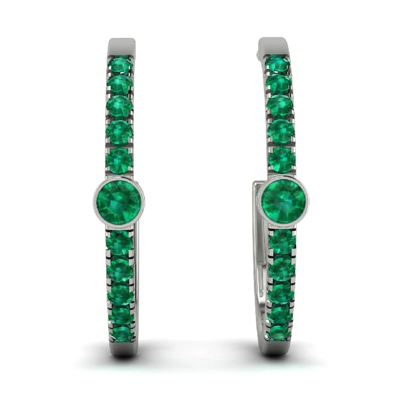 Ladies Earrings Astrology -Hoop Emerald Earrings Micro Pave - Ansley No. 21