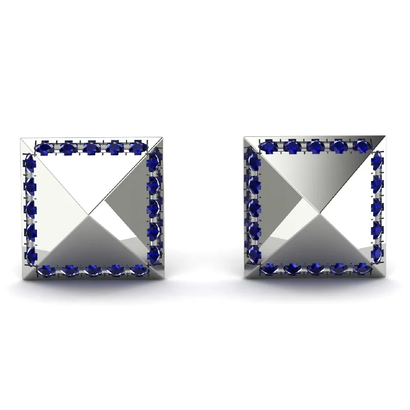 Ladies Earrings Multi Pack -Square Sapphire Earrings - Elora No. 15