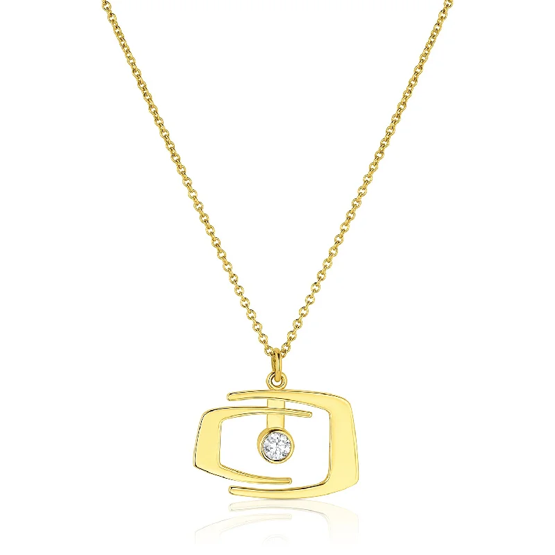 Birthstone necklaces for women-Modern Pendant with Diamond