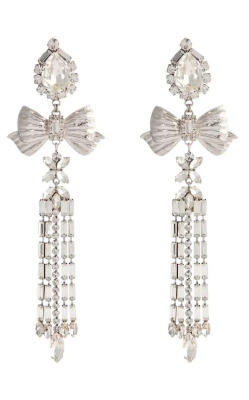 Ladies Earrings Set -Crystal Bow Drop Clip-On Earrings