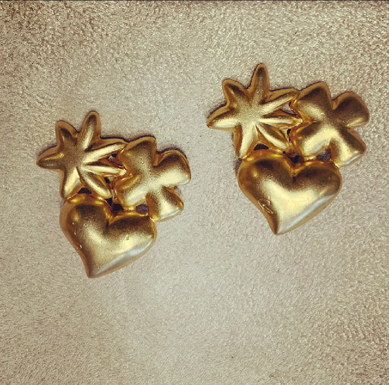 Ladies Earrings Structured -Christian Lacroix Heart and star clip on  earrings