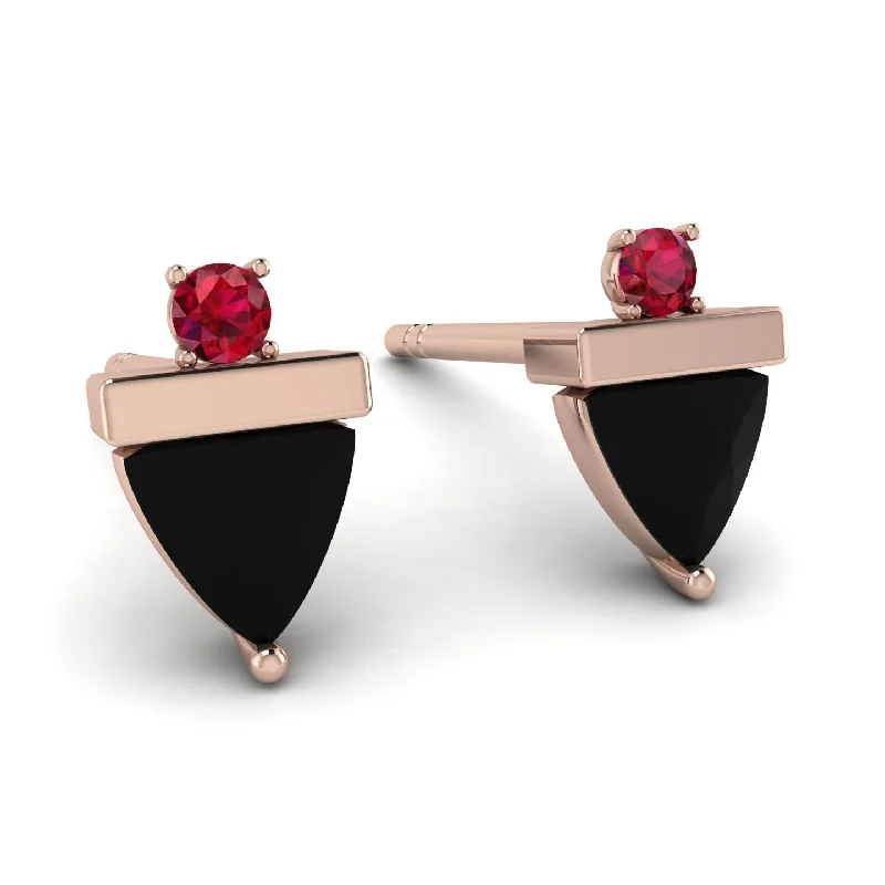 Ladies Earrings Cozy -Triangle Black Diamond Earrings With Round Stone - Estella No. 53