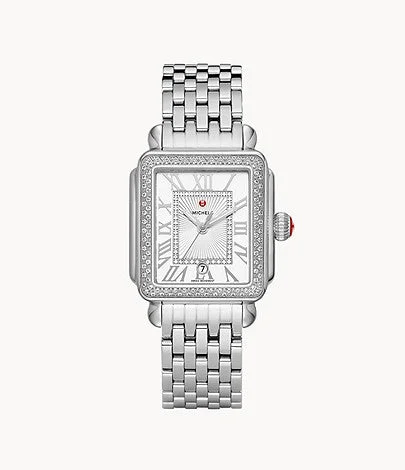 Unisex watch Apple support -Michele Deco Madison Stainless Steel Diamond Watch