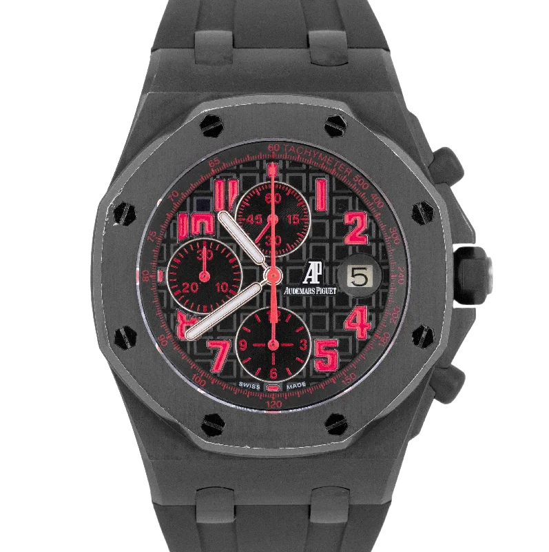 Unisex watch quartz style -Audemars Piguet Royal Oak Offshore Las Vegas Strip 42mm PVD Black Red 26186SN