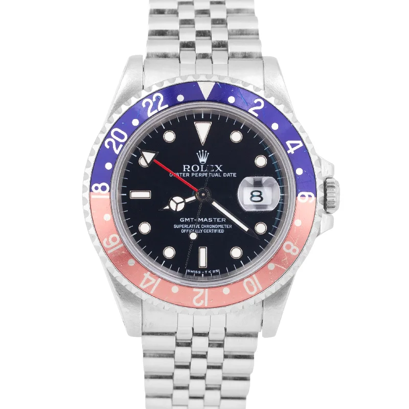 Unisex watch top brands -1995 Rolex GMT-Master 40mm PEPSI Black Stainless Blue Red JUBILEE Watch 16700