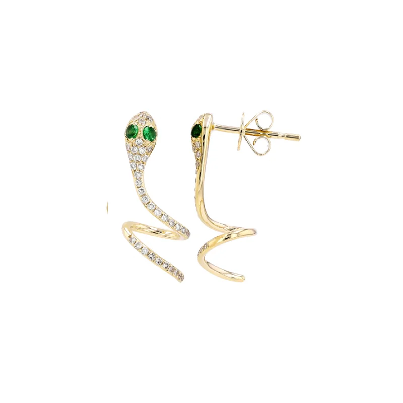 Ladies Earrings Embroidered -Swirl Snake Studs