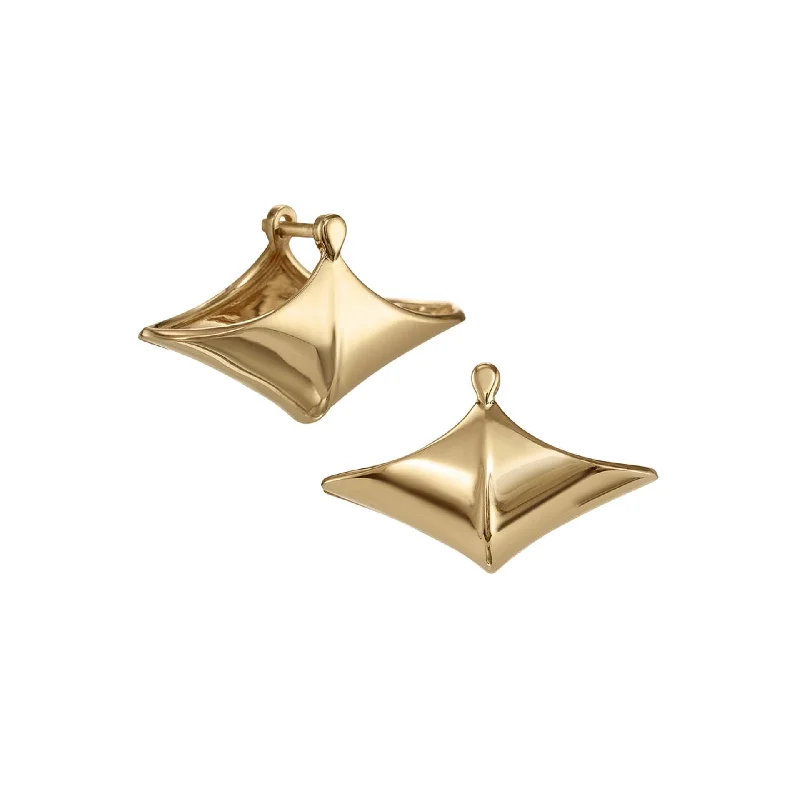 Ladies Earrings Tiered -Modern Pointed Wide Huggies