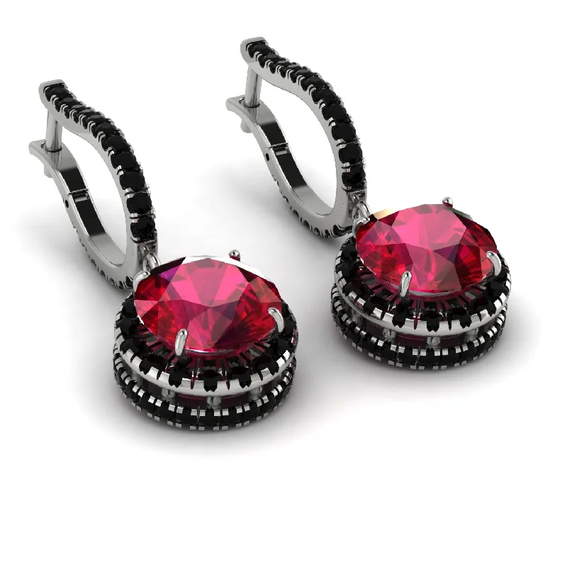 Ladies Earrings Mineral -Hidden Halo Ruby Hoop Earrings - Catalina No. 42