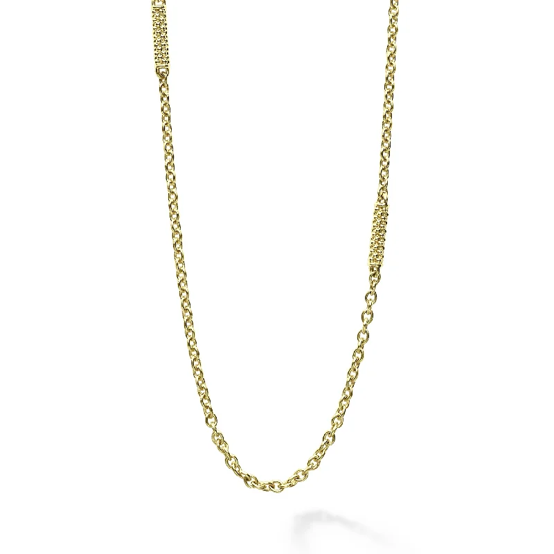 Statement pendant necklaces for women-Signature Caviar 18K Gold Superfine Station Chain Necklace