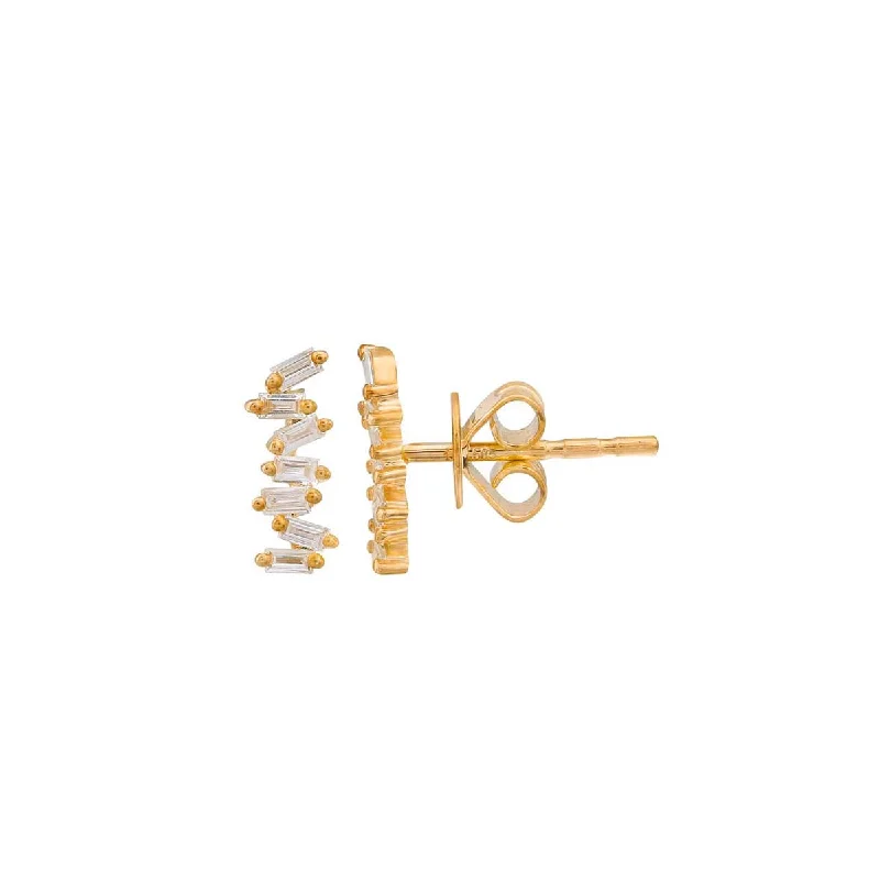 Ladies Earrings Silk -Baguette Diamond Studs