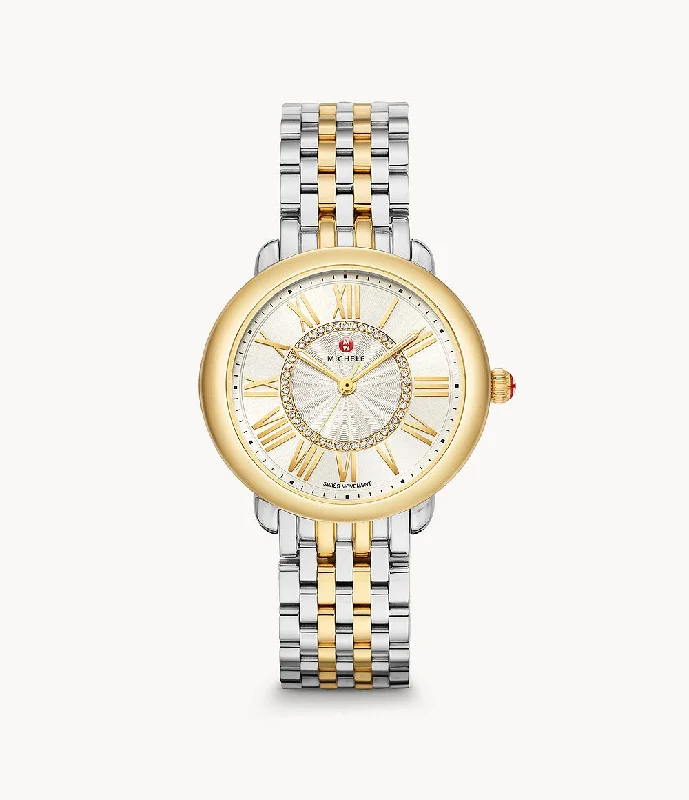 Unisex watch sleep tracker -Michele Serein Mid Two-Tone 18K Gold Diamond Dial Watch