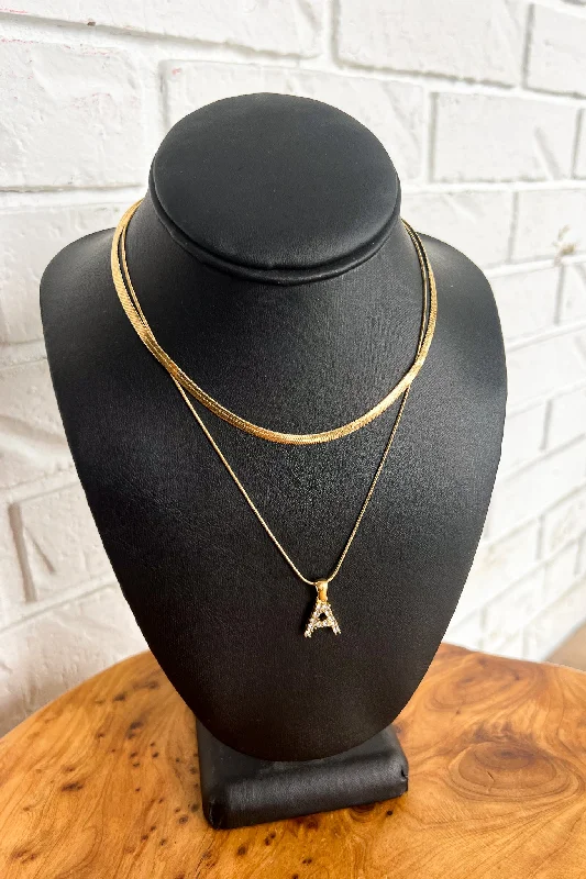 Layered necklaces for women-18K Diamond Initial Necklace