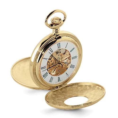 Unisex watch scratch-proof -Charles Hubert Gold Finish White Dial Pocket Watch