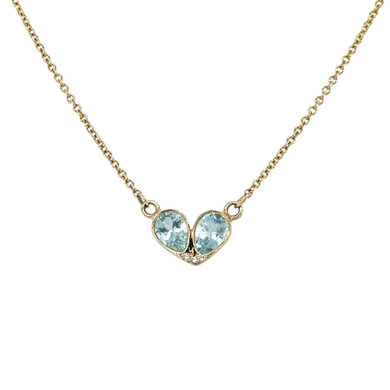 Long statement necklaces for women-Blue Topaz and Diamond Heart Necklace