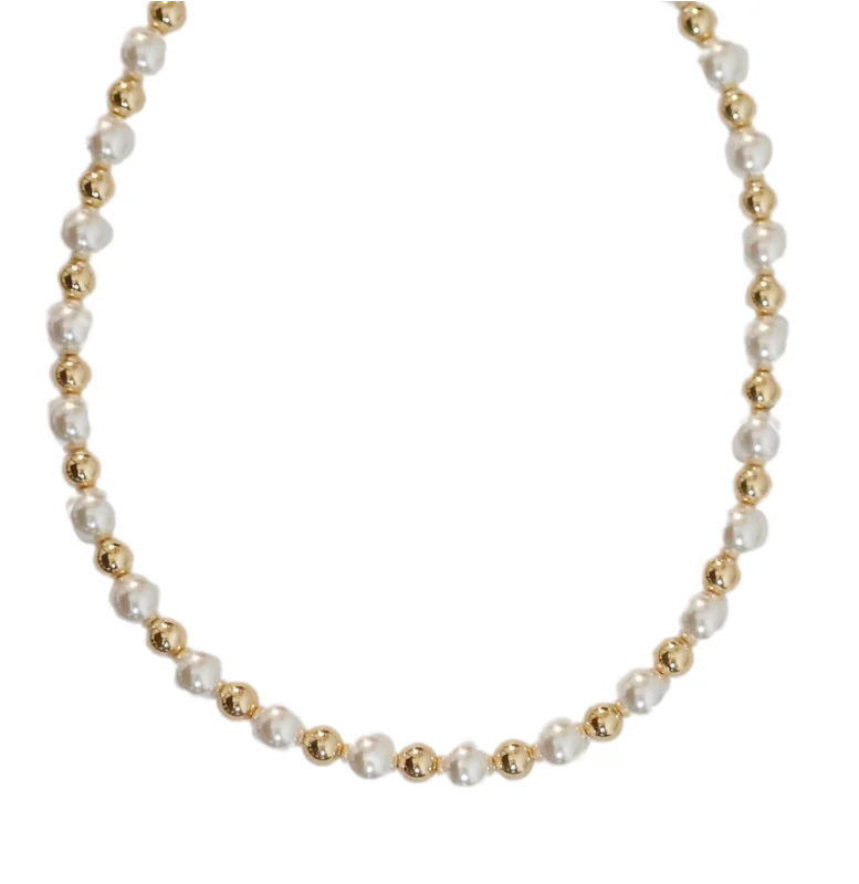 Designer pendant necklaces for women-"LOLA" 14k gold-filled & pearl beaded Choker/Necklace