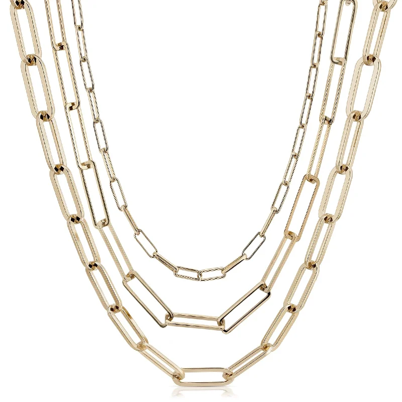 Elegant diamond necklaces for women-Triple Multi Layer Chain Necklace