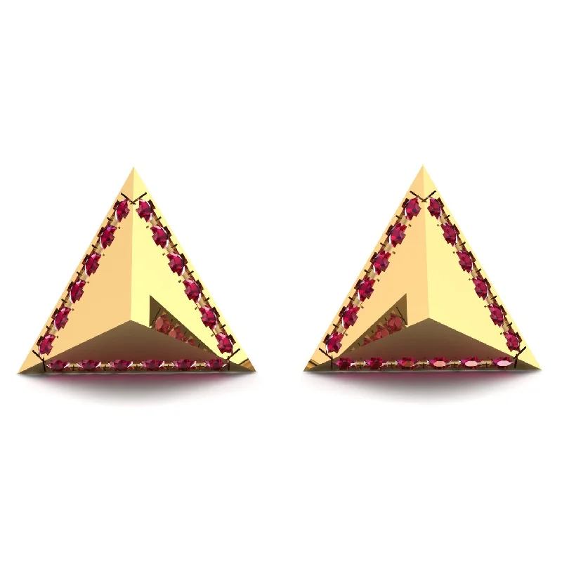 Ladies Earrings Magnetic -Triangle Ruby Earrings Geometrical - Milan No. 10