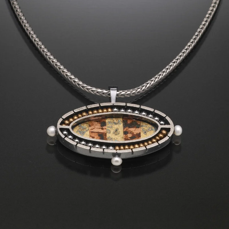 Bar necklaces for women-Mosaic Oval Necklace