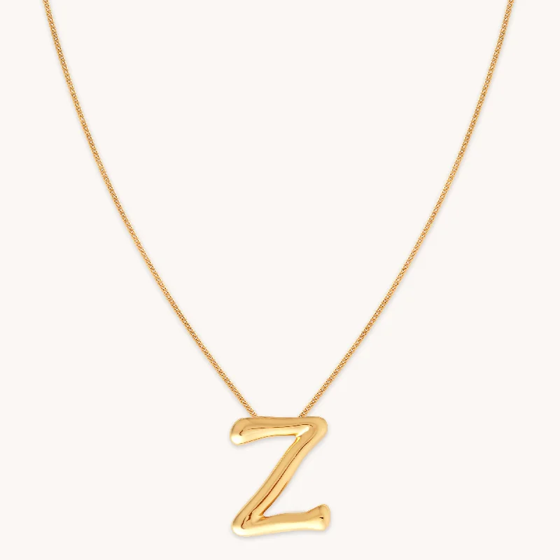 Bohemian necklaces for women-Z Initial Bold Pendant Necklace in Gold