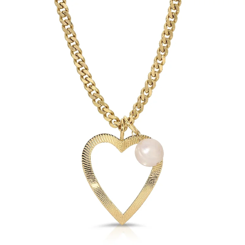 Small pendant necklaces for women-Heart & Pearl Charm Necklace