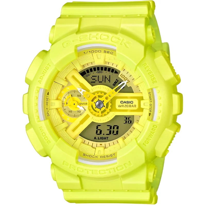 Unisex watch phone link -Casio Women's Watch - G-Shock Analog-Digital Dial Yellow Resin Strap | GMAS110VC-9A