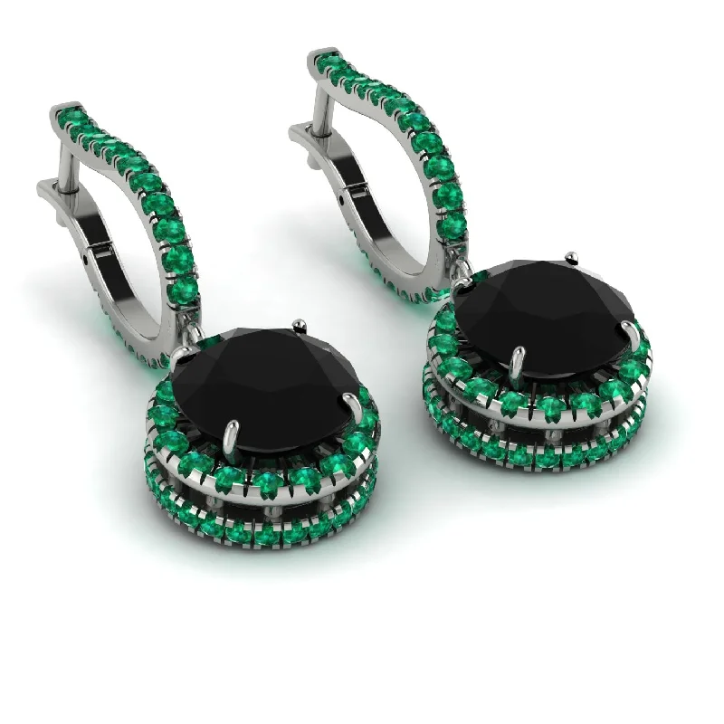 Ladies Earrings Drifting -Hidden Halo Black Diamond Hoop Earrings - Catalina No. 24