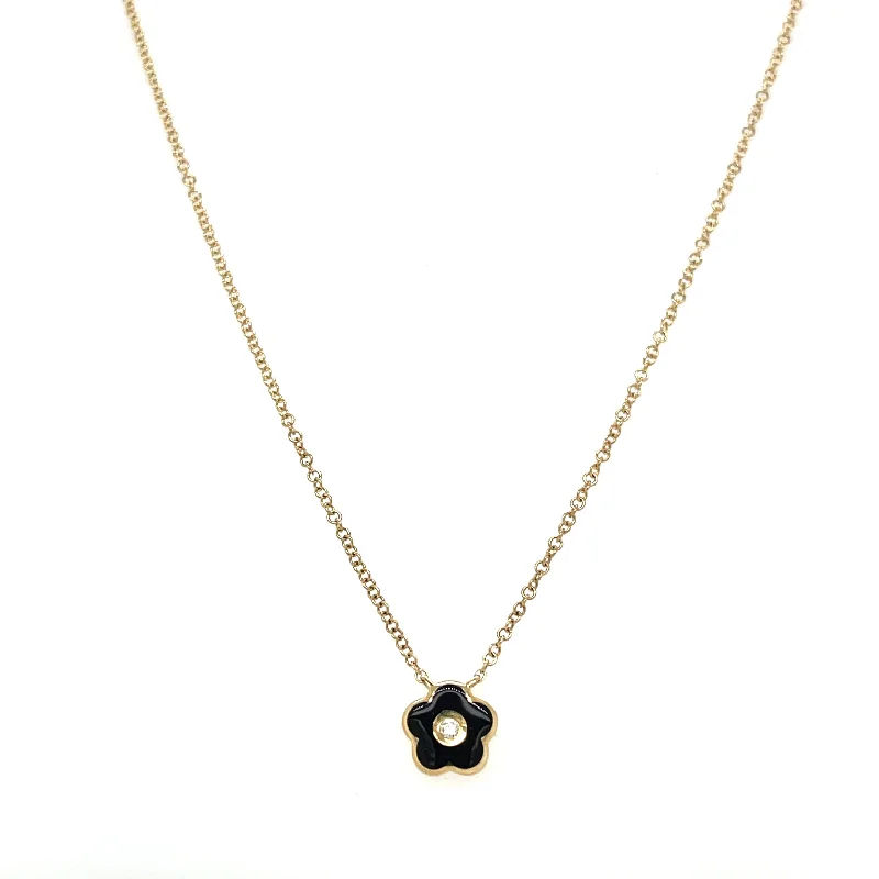 Simple pearl necklaces for women-Black Flower Necklace