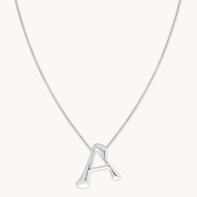 Silver necklaces for women-A Initial Bold Pendant Necklace in Silver