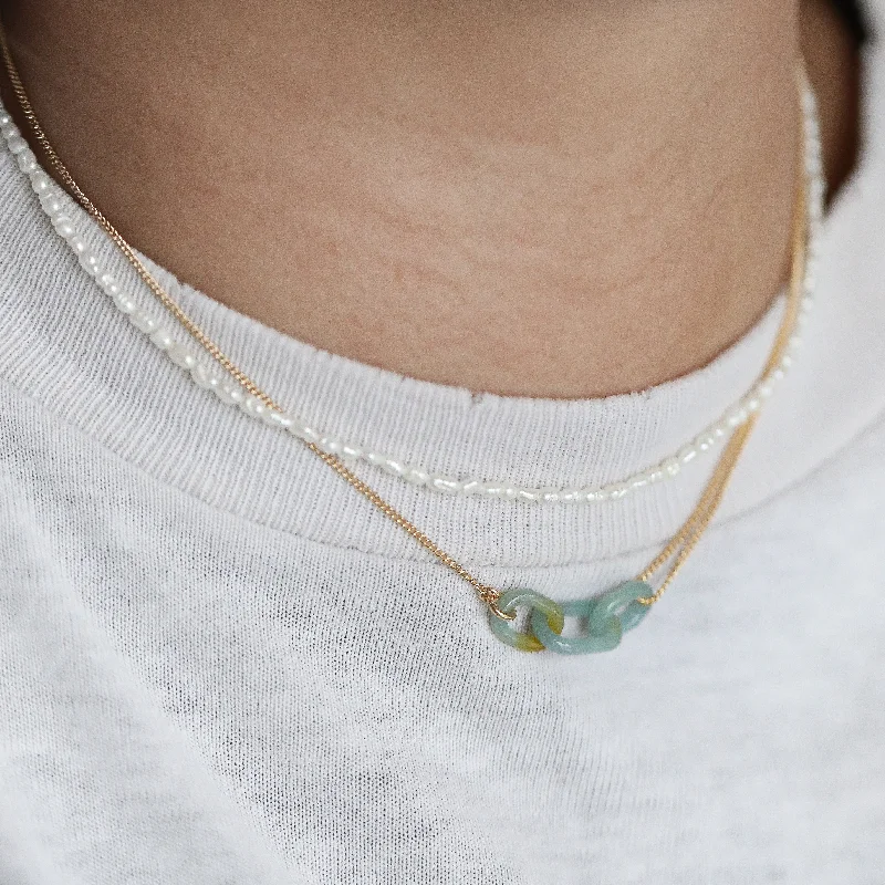 Minimalist silver necklaces for women-Three Wishes Jadeite Necklace