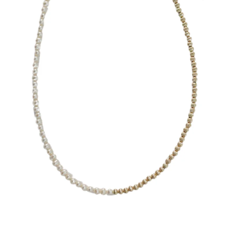 Bold statement necklaces for women-"PENELOPE" 14k gold-filled & pearl beaded Choker/Necklace