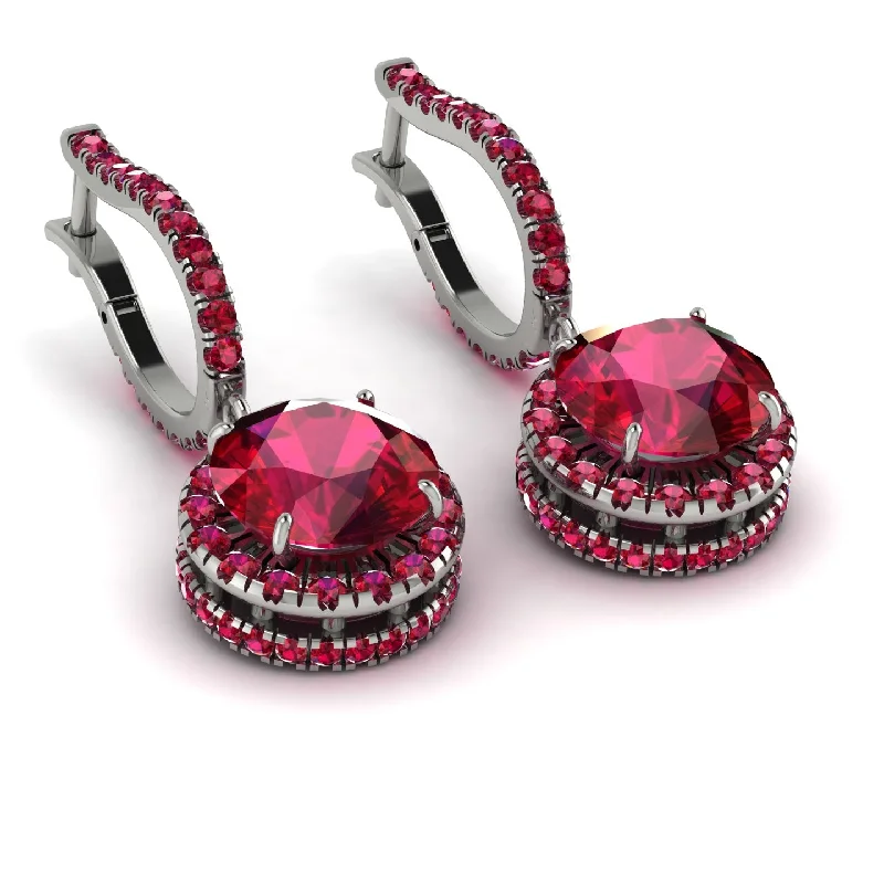 Ladies Earrings Grunge -Hidden Halo Ruby Hoop Earrings - Catalina No. 57