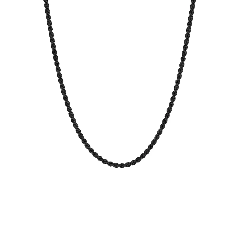 Bohemian necklaces for women-Helix Chain Necklace Black Adjustable 50-60cm/20-24'