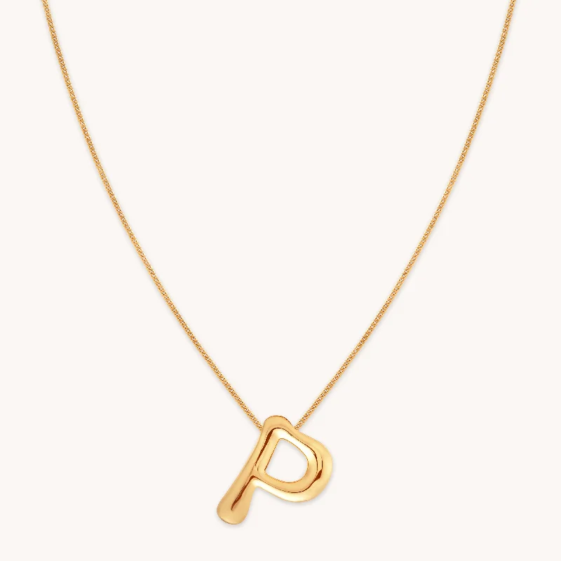 Gold pendant necklaces for women-P Initial Bold Pendant Necklace in Gold