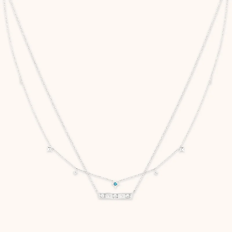 Custom chain necklaces for women-Cosmic Star Necklace Gift Set in Solid White Gold