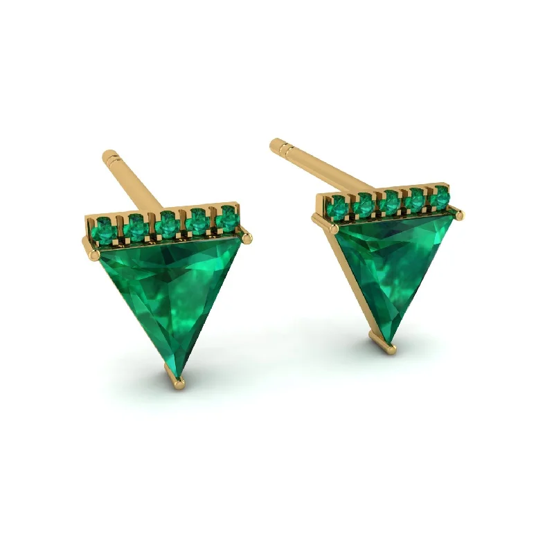 Ladies Earrings Knit -Triangle Emerald Earrings Stud - Kairi No. 4