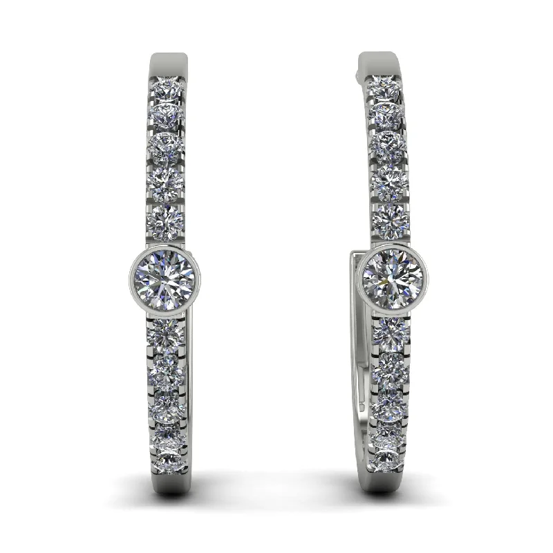 Ladies Earrings Best Seller -Hoop Diamond Earrings Micro Pave - Ansley No. 3