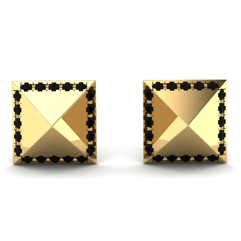 Ladies Earrings Ear Cuff -Square Black Diamond Earrings - Elora No. 7