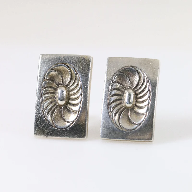 Ladies Earrings Natural Stone -Vintage Georg Jensen Jewelry | Art Deco Geometric Earrings 56X New York