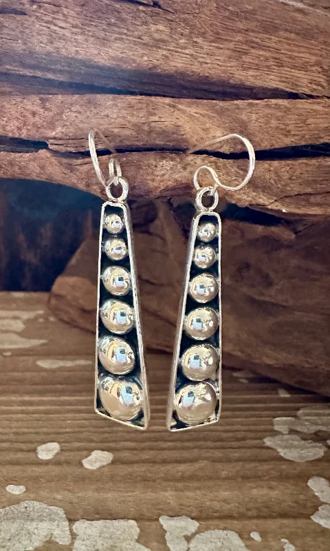 Ladies Earrings Twirling -STERLING SILVER BUBBLES Statement Dangle Earrings