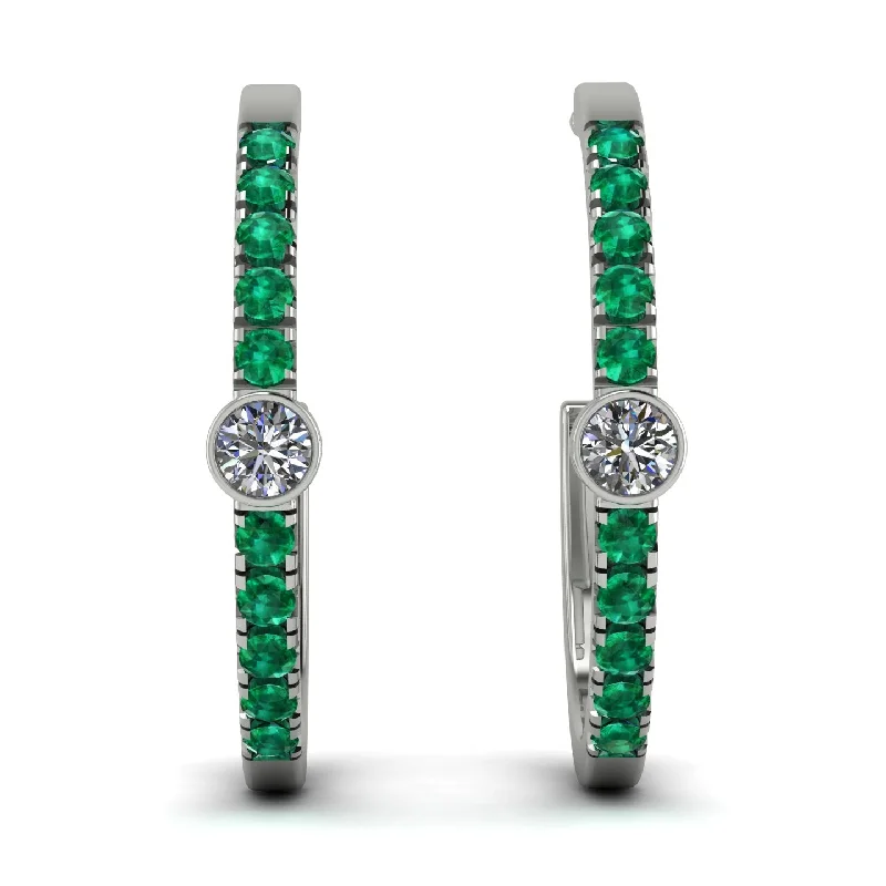 Ladies Earrings Birthstone -Hoop Diamond Earrings Micro Pave - Ansley No. 18