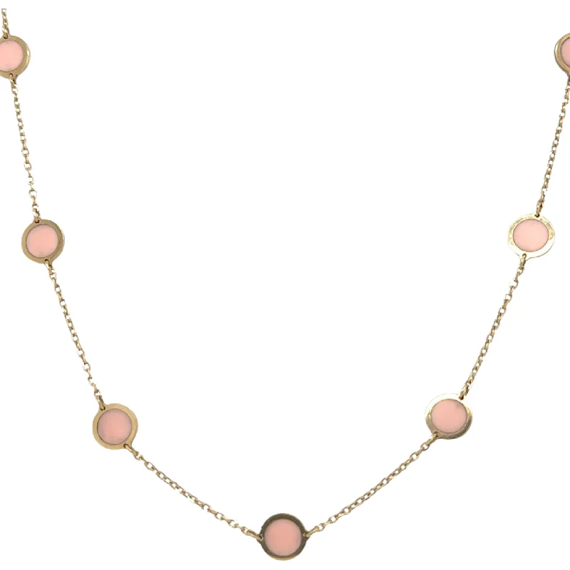 Chunky necklaces for women-Pink Opal Disk Station Necklace