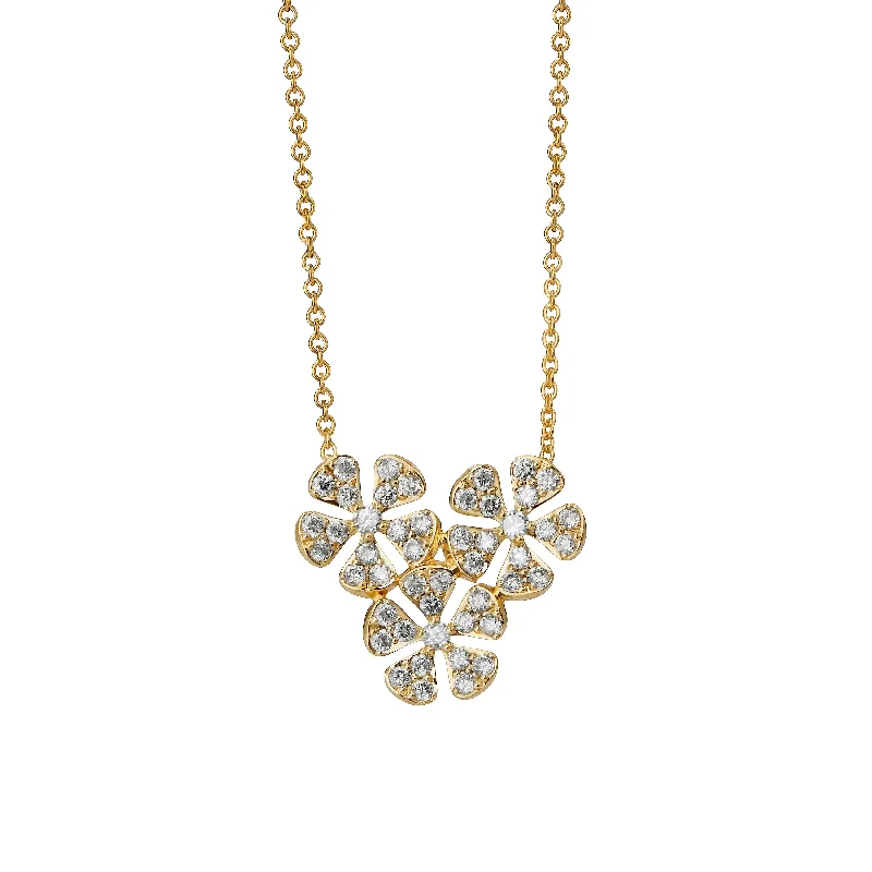 Fashionable necklaces for women-Three Flower Diamond Necklace