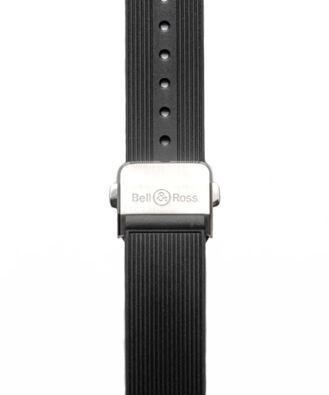 Unisex watch fashion trends -Bell & Ross Caoutchouc Black rubber strap B-P-040 & Folding Clasp Satin Steel BR05