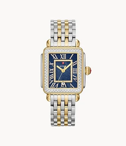 Unisex watch outdoor gear -Michele Deco Madison Two-Tone 18k Gold-Plated Diamond Watch