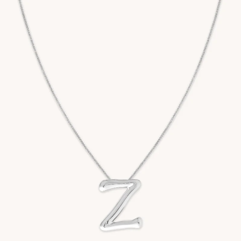 Handmade necklaces for women-Z Initial Bold Pendant Necklace in Silver