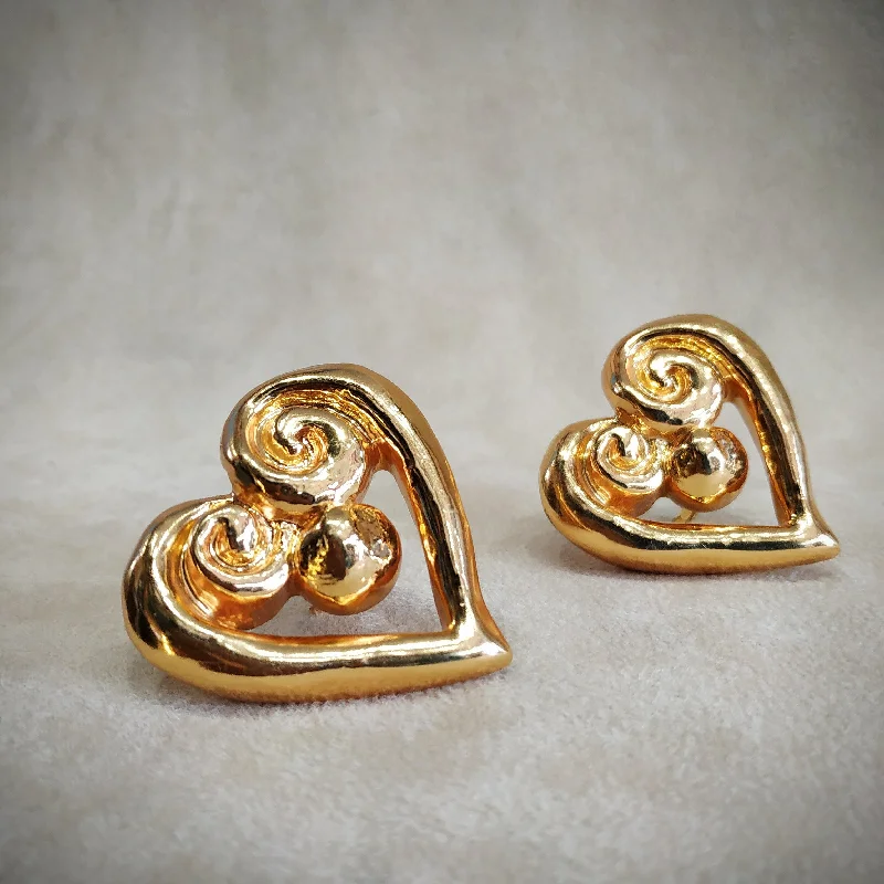 Ladies Earrings Titanium -Christian Lacroix Gold Heart Earrings