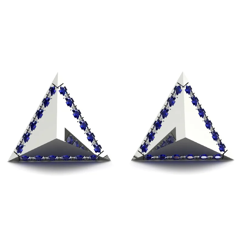 Ladies Earrings Huggie -Triangle Sapphire Earrings Geometrical - Milan No. 15