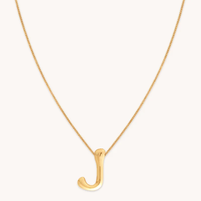 Fancy necklaces for women-J Initial Bold Pendant Necklace in Gold