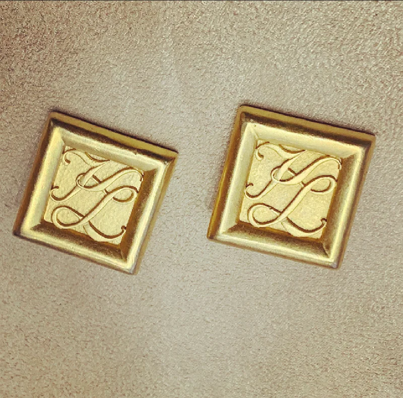 Ladies Earrings Unusual -Karl Lagerfeld Gold Square Clip On earrings